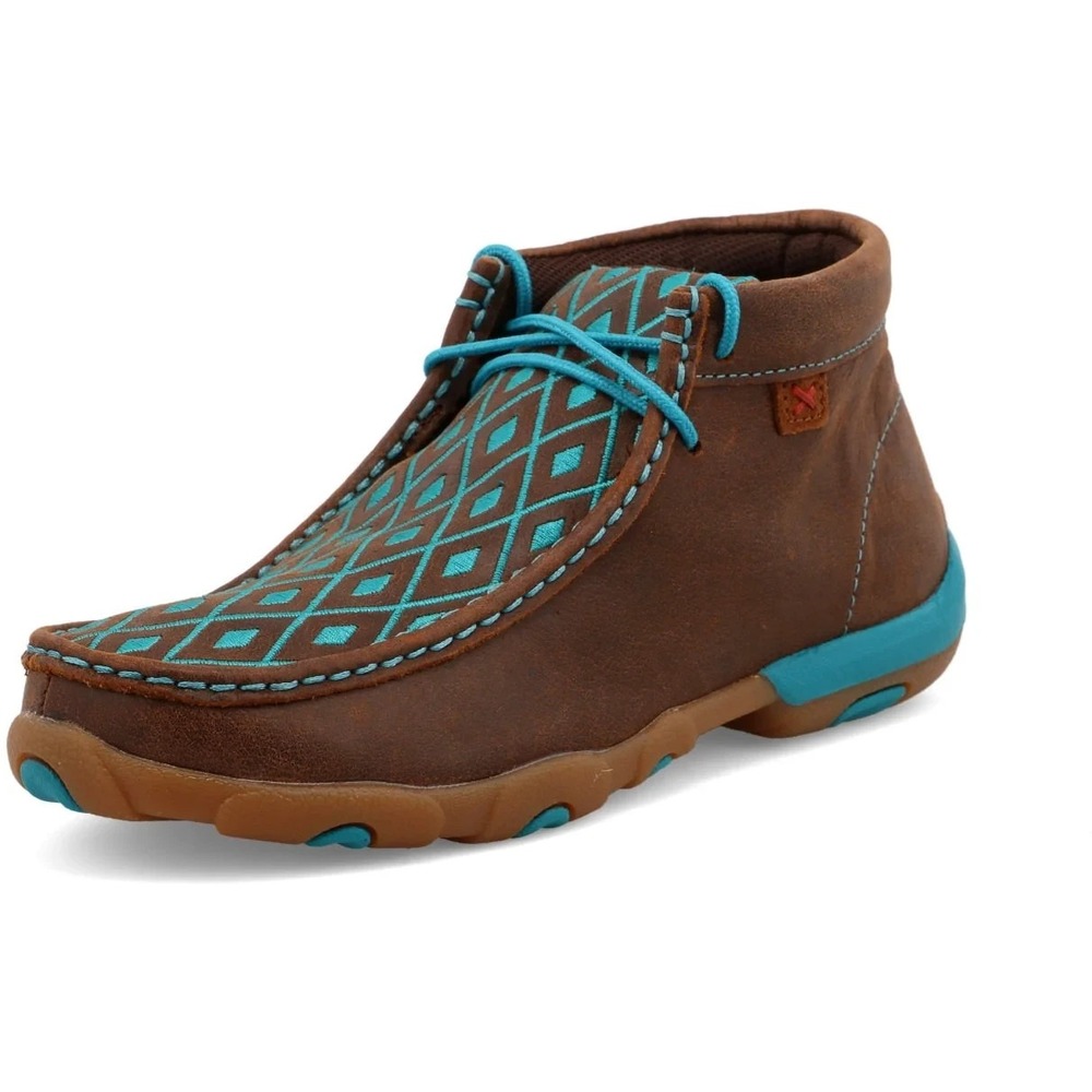 Twisted X Women's Size 10 Brown and Turquoise Chukka Boot Shoes Driving Moc NEW